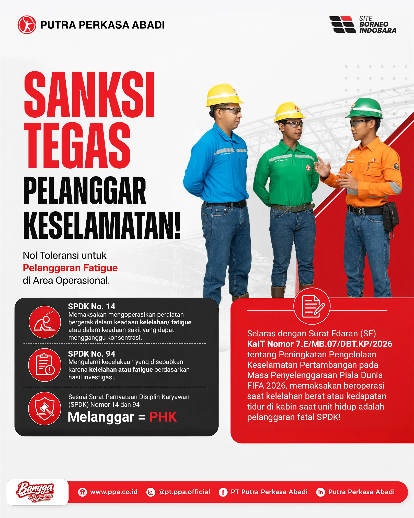Nol Toleransi untuk Pelanggaran Keselamatan Fatigue, Sanksi Tegas Menanti Pekerja yang Membandel